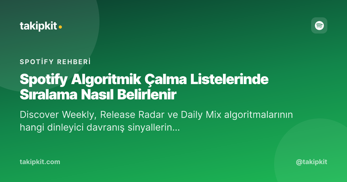 Spotify Algoritmik Çalma Listelerinde Sıralama Nasıl Belirlenir