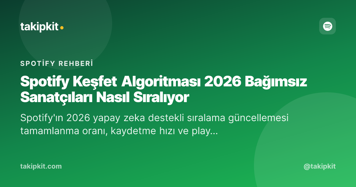 Spotify Keşfet Algoritması 2026 Bağımsız Sanatçıları Nasıl Sıralıyor