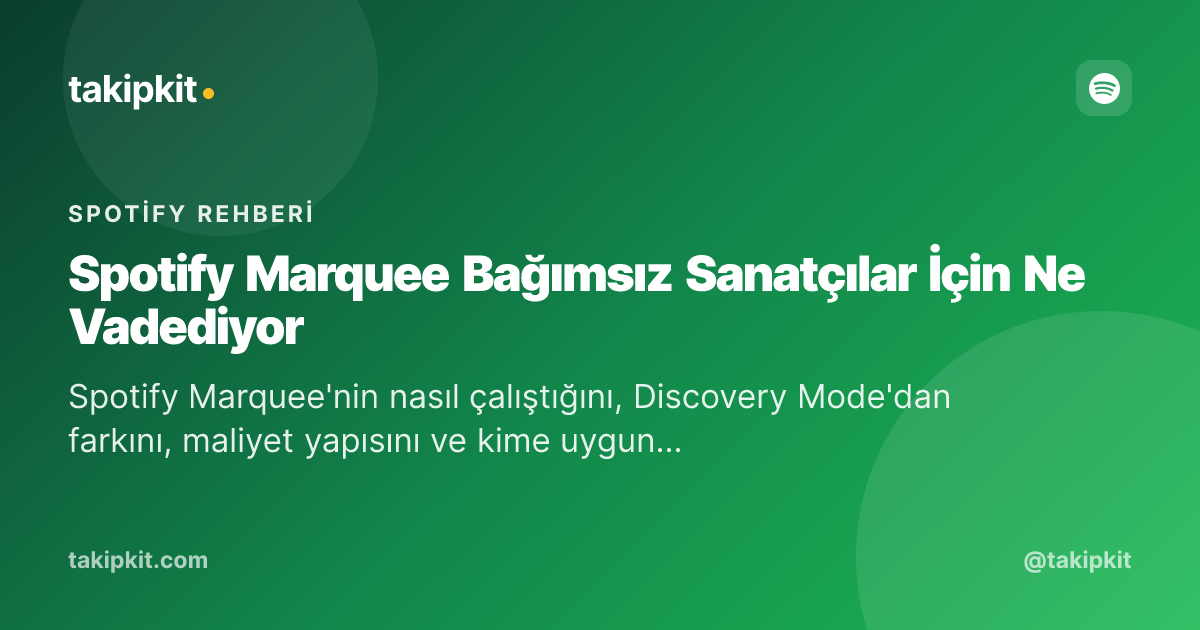 Spotify Marquee Bağımsız Sanatçılar İçin Ne Vadediyor